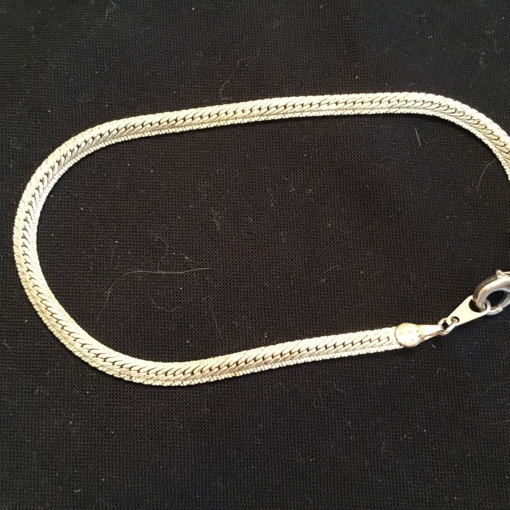 Silvertone Herringbone Bracelet
